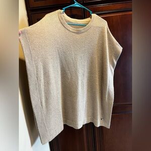 NWOT Fraas Womens Sweater Poncho 100% Cashmere Tan Crewneck - OS